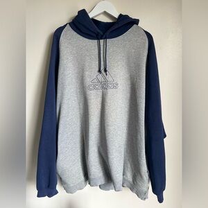 Adidas Sweatshirt Grey and Navy Stitched Logo Men’s 2XL